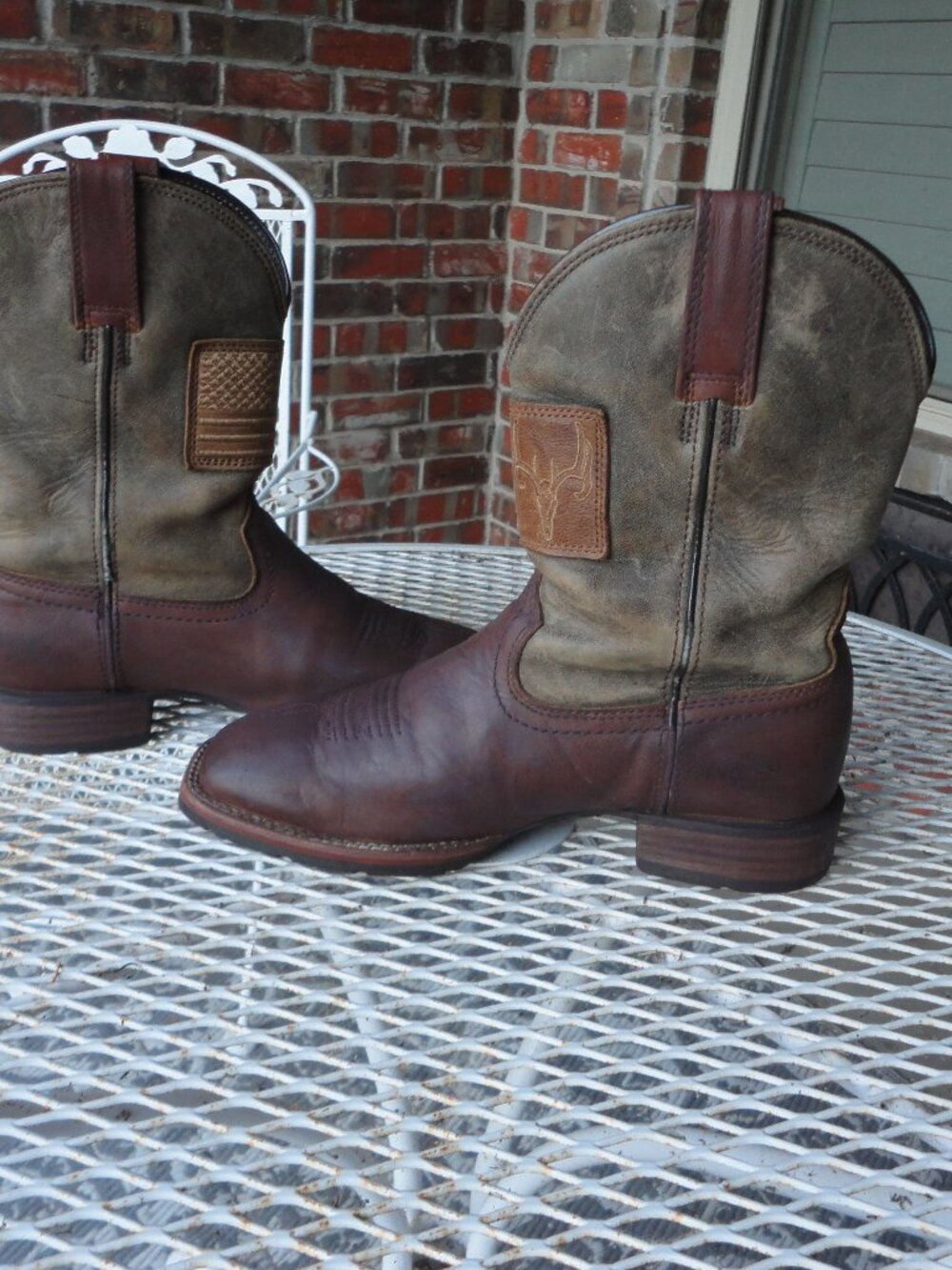 ARIAT Men's Brown Leather Hybrid Patriot Square Toe Boots Size 8D - Picture 4 of 13